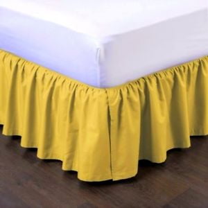 - Cal-King Yellow Pleated Dust Ruffled Bed Skirt Bedding Bed Dressing with Split/Open Corners and Easy Fit 14