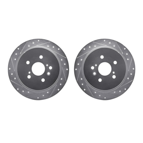Dynamic Friction Company Rear Brake Rotors-Drilled and Slotted-Silver 7002-76138