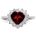 thumbnail image 5 of Sterling Silver Rhodium-plated Garnet & CZ Ring, 5 of 6