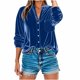 thumbnail image 5 of Tops de otoño para mujer,Blusa holgada de manga larga con cuello en V para mujer, con botones delanteros, de terciopelo y bolsillo, ideal para uso informal en casa, sopatenor, 5 of 9