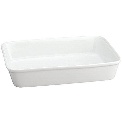HIC Plat de Cuisson Rectangulaire Oblong pour Rôtir des Lasagnes, Porcelaine Blanche Fine, 13-Inch x 9-Inch x 2.5-Inch