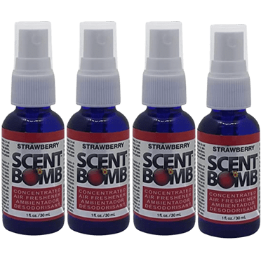Scent Bomb Air Freshener Spray, 100 % Oil Based Concentrated Air Freshener, Air Freshener Spray for Car, Room, Bathroom and Odor Eliminator, Strawberry, 4 Pack