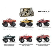 Greenlight 1/64 Full Set of 6 Monster Trucks, Kings of Crunch Series 8 49080