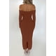 thumbnail image 2 of Vestido PRETTYGARDEN Caramelo Maxi Fruncido con Hombros Descubiertos Talla L - L, 2 of 8