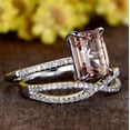 thumbnail image 3 of HeartsAndYou 3ct Natural Morganite Diamond Bridal Set Ring Infinity Band 14k SOLID White Gold, 3 of 8