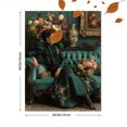 thumbnail image 3 of Victorian Lady Portrait Canvas Art, Woman in Floral Gown on Turquoise Sofa, Antique Romantic Decor, 3 of 8