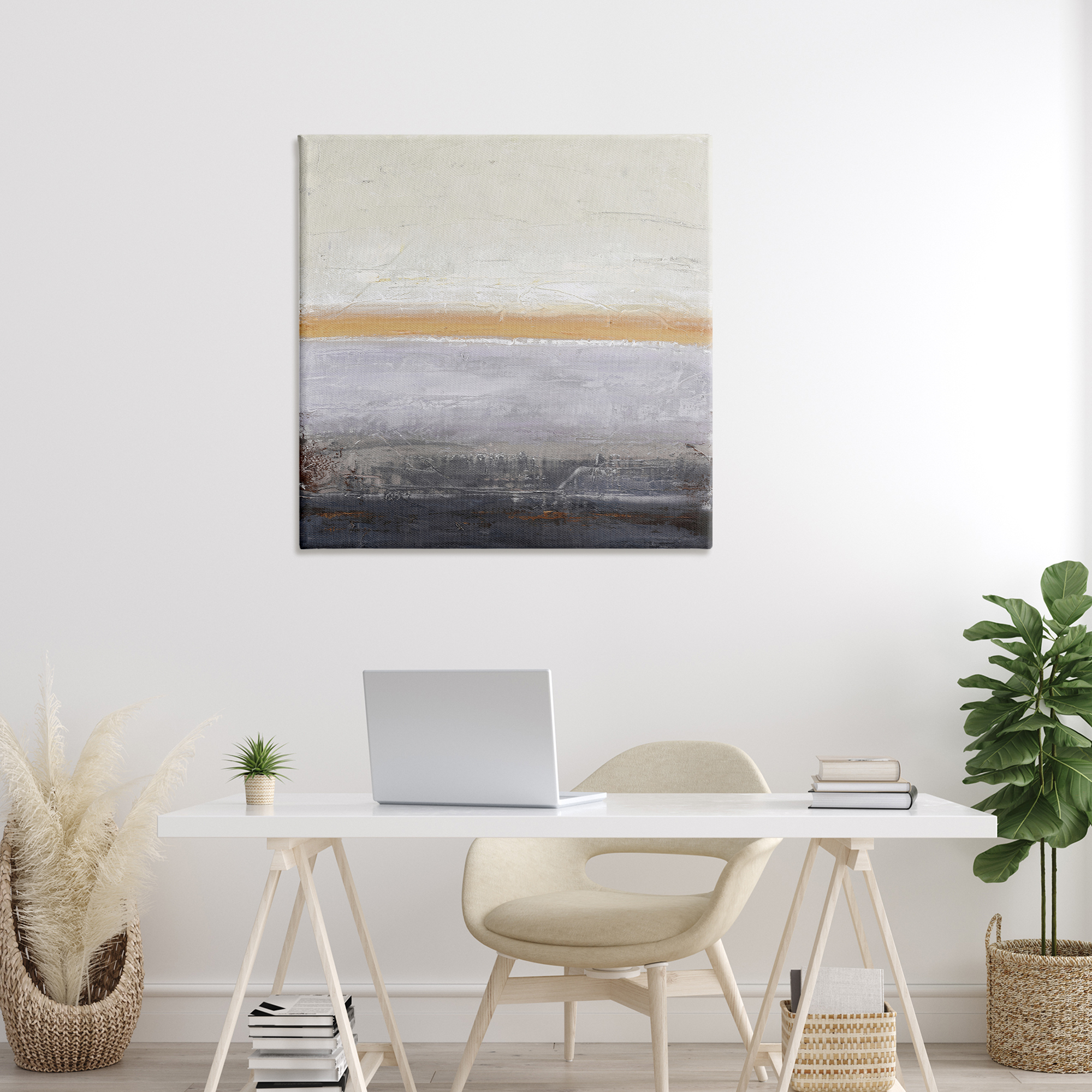 Warm Peachy Horizon Canvas Wall Art, design by Design Fabrikken