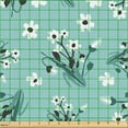 thumbnail image 2 of Ambesonne Floral Fabric by the Yard Upholstery, Romantic Blossom With Leaves, 1 Yard, Pale Teal White, 2 of 5