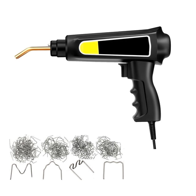 Heat Gun Plastic Welding Machine,Yellow Bumper Soldering Iron ,Staples Bumper Repair Car Tools Kit HOT Stapler Plastic Welder , Mild Steel