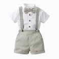 thumbnail image 2 of Toddler Formal Outfit Kid Gentleman Short Sleeve Shirt Bowtie Boy Suspender Shorts Wedding Suit Summer Clothes, 2 of 6