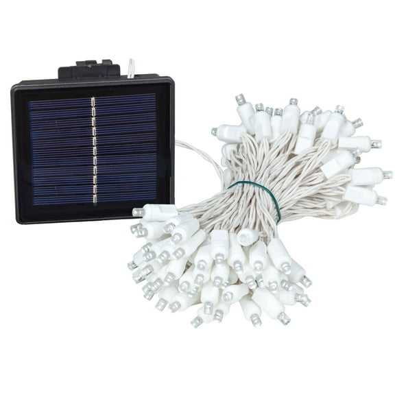 Novelty Lights 100 Light Pure White LED Solar Powered String Lights 4" Spacing White Wire 44 Feet