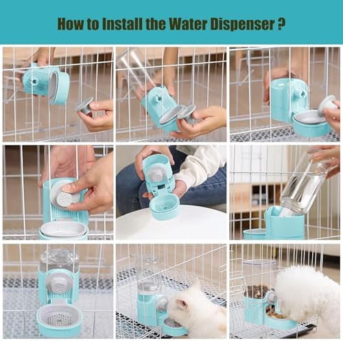 Automatic Hanging Gravity Pet Feeder and Water Dispenser Set ，Automatic Rabbit Feeder and Dog Water Dispenser for Dogs Cats Pets Animals Large Capacity (Blue Water Feeder&Food Feeder) (Blue)