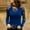 Blue, variant on Womens Sexy Long Sleeve Blouse Solid Color Hollow Out Lace Patchwork Pullover Tops Fashion Elegant Slim T-Shirt Blue XL