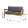 thumbnail image 3 of Plumb Outdoor Acacia Wood Loveseat, Teak and Dark Gray, 3 of 7