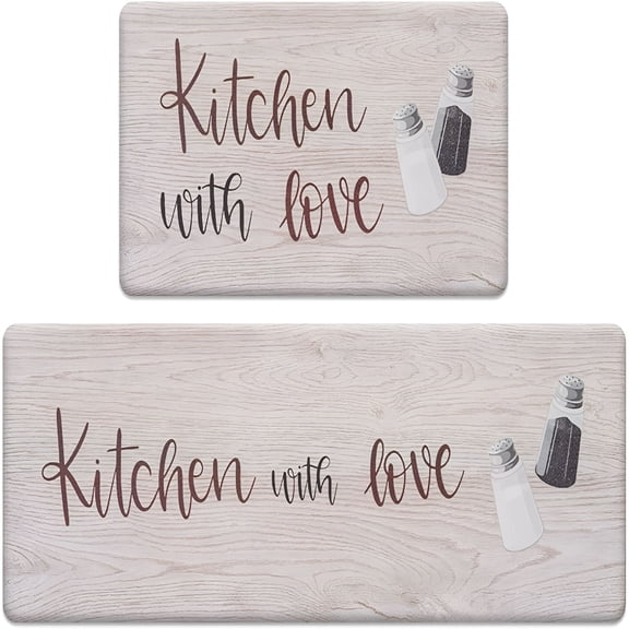 RLESO Set of 2 Piece Cushioned Anti-Fatigue Memory Foam Kitchen Rug 30x17" 47x17"