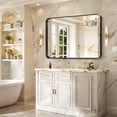 thumbnail image 2 of Arched Wall Mirror 24x20 Inch Black Metal Frame Tempered Glass Large Decorative Crystal Clear Shatterproof Mirror for Entryway Living Room Mantel Bathroom, 2 of 9