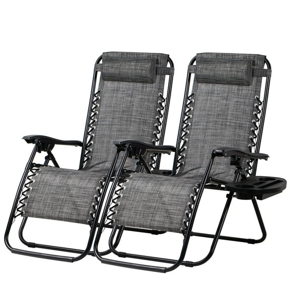 Nazhura Foldable Beach Chair with Pillows -Set of 2, Steel