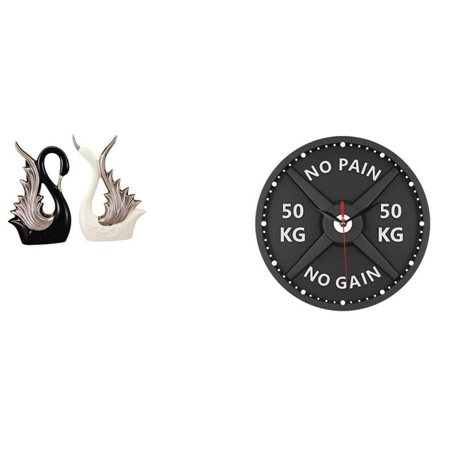 Figuras De Cisne De Cerámica Y Escultura De Reloj De Pared 3D, Adorno Creativo De Escritorio Para El Hogar, Gimnasio, Estante, Aniversario, Chimenea, Culturismo, Levantamiento De Pesas,