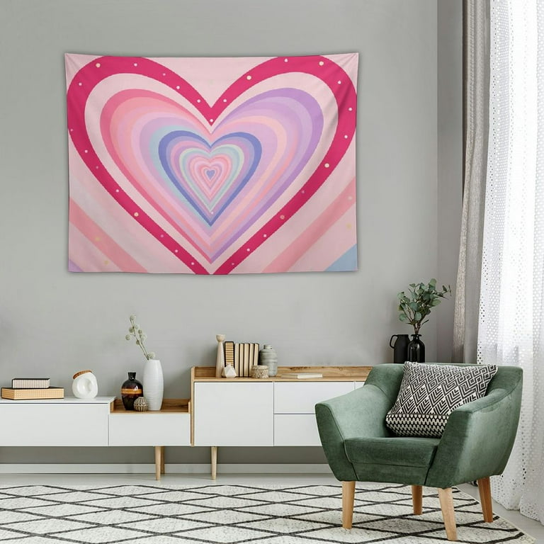 ONETECH Cute Pink Aesthetic Tapestry For Girl Bedroom Pink Heart Shaped 2000s Hippie Wall Decor Tapestries Tapestry Wall Hanging for Home College Dorm Living Room Woman Teen Girls Room Art Walmart