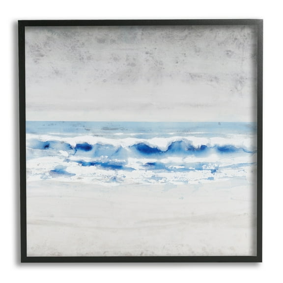 Stupell Industries Ocean Waves on Seashore Abstract Beach Tide Painting Black Framed Art Print Wall Art, Design by Tim OToole