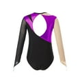 thumbnail image 5 of Aiihoo Kids Girls Shiny Rhinestones Gymnastics Leotard Long Sleeve Ballet Dance Bodysuit Skating Jumpsuit Dancewear Purple 12, 5 of 7