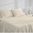 thumbnail image 4 of Color Sense 4-Piece 100% Cotton Percale Bed Sheet Set, Cool & Crisp Bedding, Full, Ivory, 4 of 12
