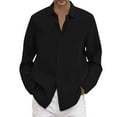thumbnail image 1 of Kcodviy Chemise Décontractée Unie d'Été pour Hommes, Col Rabattu, Manches Longues, Grande Taille, 1 of 5