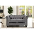 thumbnail image 2 of RN Furnishings Velvet Fabric Chesterfield Loveseat with Sheltering Arms in Gray, 2 of 3
