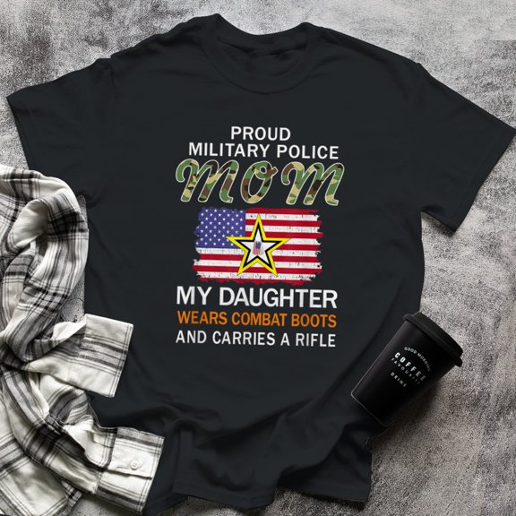 My Daughter Wear Combat Boots-Proud Military Police Mom Army (1), Small, Black