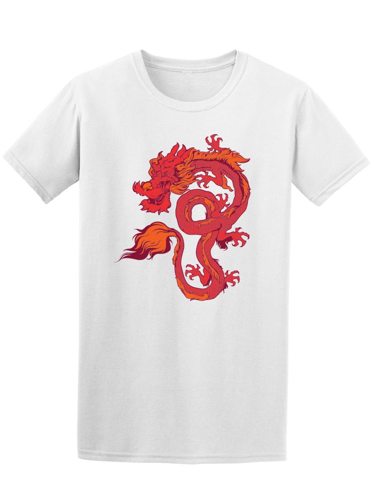 white t shirt with red dragon