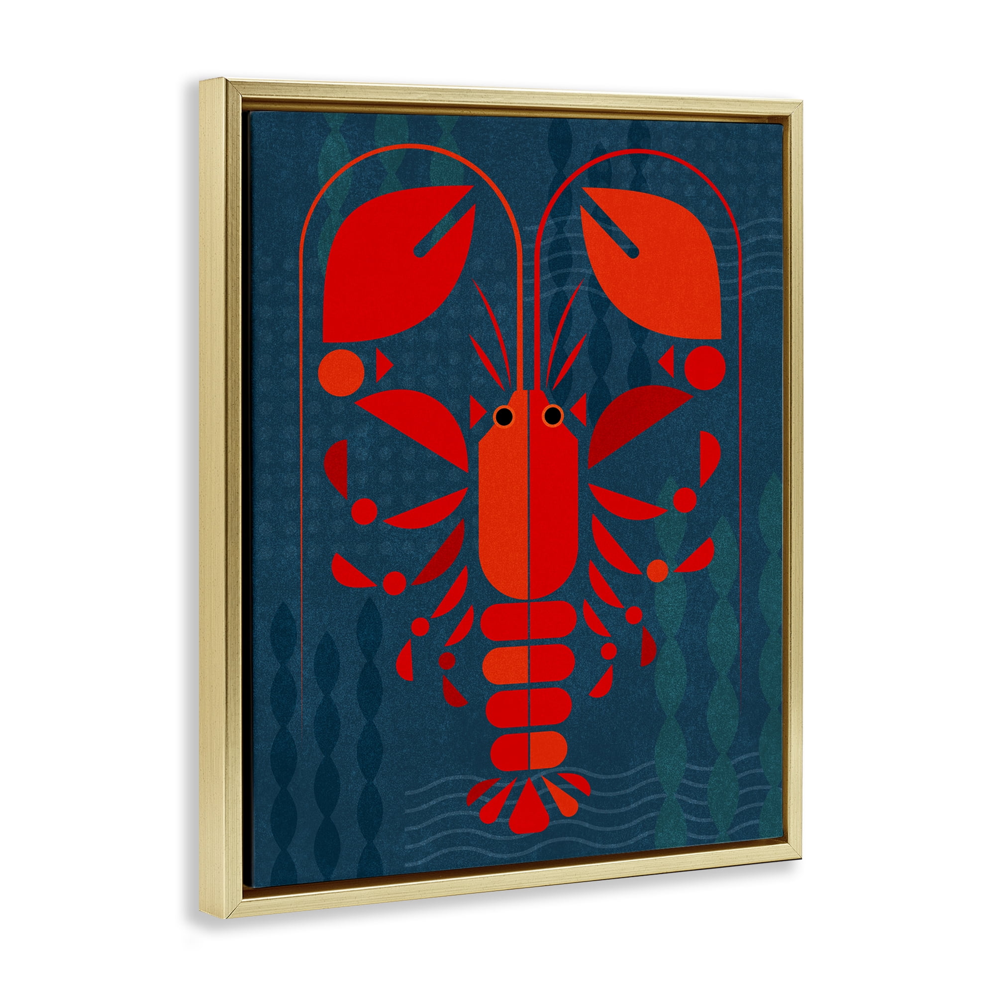Stupell Industries Nautical Lobster Shape Animals Painting Gold Floater Framed Canvas Art Print Wall Art, 17 x 21