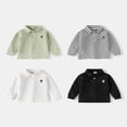 thumbnail image 2 of LYMAYTER 2-7Y Toddler Baby Boys Casual Long Sleeve Lapel Button Shirts Solid Color Holiday Daily Pullover Tops, 2 of 8