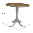 thumbnail image 3 of International Concepts 36" Round Top Pedestal Table With 12" Leaf - Bar Height - Distressed Hickory/Stone, 3 of 10