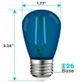 thumbnail image 3 of Luxrite S14 Edison LED Blue Light Bulb 0.5W Colored LED Bulbs for Outdoor String Lights UL Listed E26 Base 6 Pack, 3 of 7