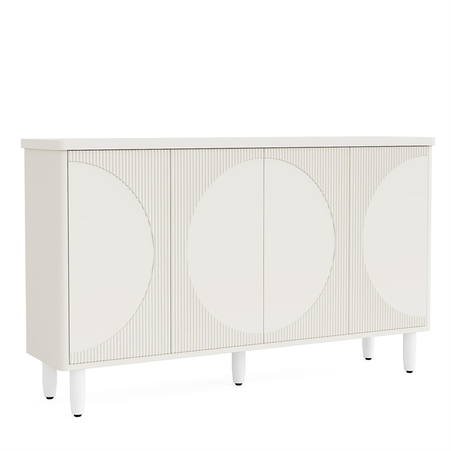 Demi Bonn 59" Sideboard Buffet Storage Cabinet with Doors, Modern Credenza Accent Cabinet for Kitchen Entryway Living Dining Room, White