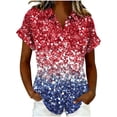 thumbnail image 2 of Mifsaly Short Sleeve Button Down Shirts for Women Lapel Collar V Neck Blouses Patriotic Hearts American Flag Print Independence Day Tops 2026 S, 2 of 6