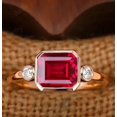 thumbnail image 3 of 3Ct Emerald Cut Lab Created Red Ruby Solitaire Engagement Ring 14k Yellow Gold Plated Silver, 3 of 4