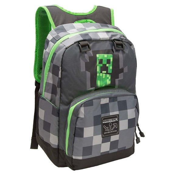 Jinx Minecraft 17 inch Gray Creeper Backpack With Laptop Sleeve Back Pack