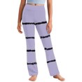 thumbnail image 2 of Gpaecead Girls' Leggings Cross Stripe Pants Color Block Soft Stretchy High Waisted Pants for Kids Child Yoga Dance 10 Years Purple, 2 of 9