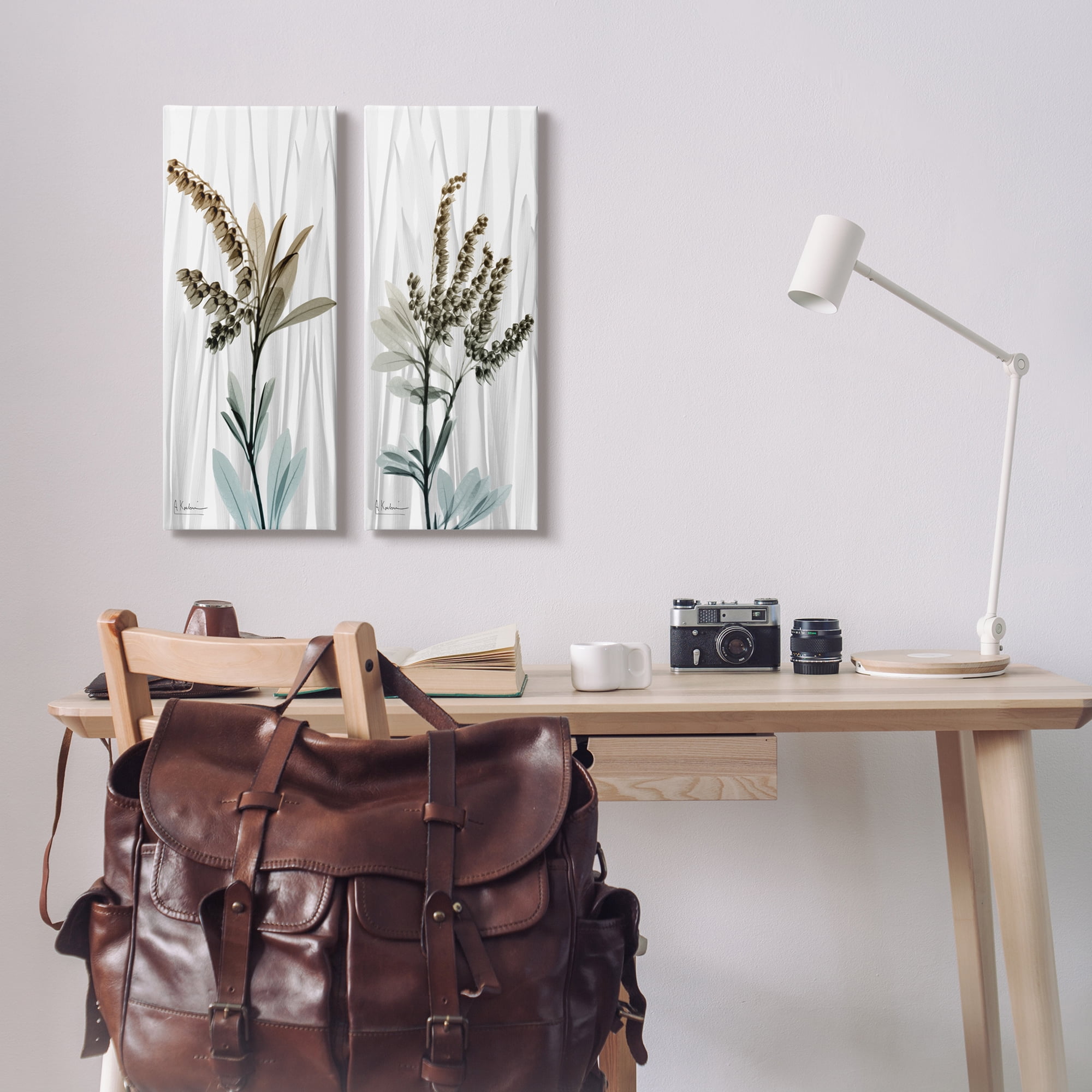 Stupell Industries Modern Snowdrops Flowers Botanical & Floral Painting Gallery Wrapped Canvas Print Wall Art, 10 x 24, Set of 2