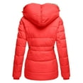 thumbnail image 4 of MAOQHI Winter Hooded Jacket for Womens Full Zip Front Lined Windproof Outerwear Padded Jacket for Cold Weather Cozy Casual Wear Red XXL, 4 of 5