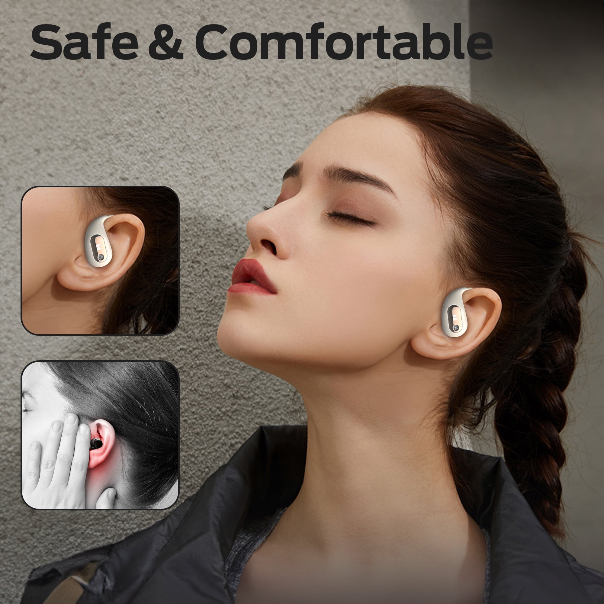 Monster Open Ear Headphones, Bluetooth 5.4 Earphones Stereo Sound, Wireless Headphones 30 Hours Playback, Type-C Charging, HD Clear Calls, Touch Control, IPX5 Waterproof Open Ear Earbuds