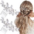 thumbnail image 1 of PAGOW 2 peines para el pelo de novia con diamantes de imitación transparentes, accesorios para el pelo de boda, peinetas brillantes para mujeres, novias, damas de honor, bodas, fiestas de Navidad, bai, 1 of 5