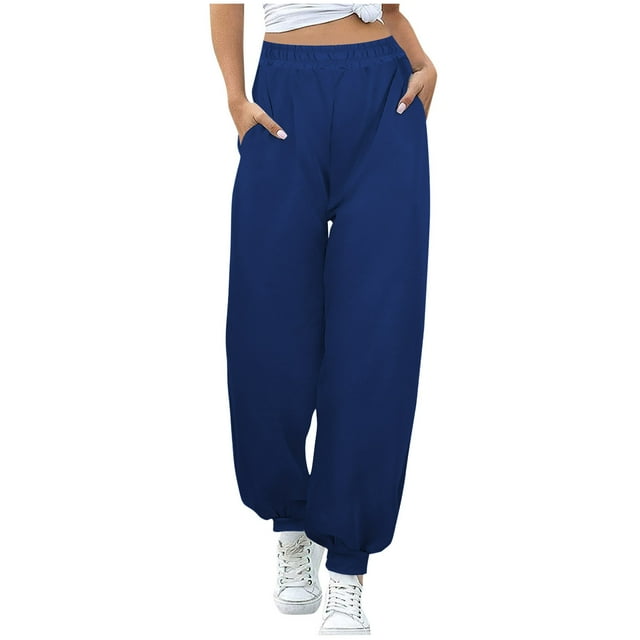 Posijego Pantalon de Survêtement pour Femme à Bas Resserré, Joggers de Sport, Taille Élastique, Couleur Unie, Pantalon de Course