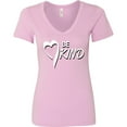 thumbnail image 3 of Inktastic Be Kind with Heart Ribbon in White Text Women's V-Neck T-Shirt, 3 of 5