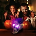 thumbnail image 4 of Halloween Skeleton Realistic Human Skull Head Bone Model With Flower And Glowing Eyes Human Anatomy Head Skeleton Model Human Skeleton Statue Halloween Decor, 4 of 6