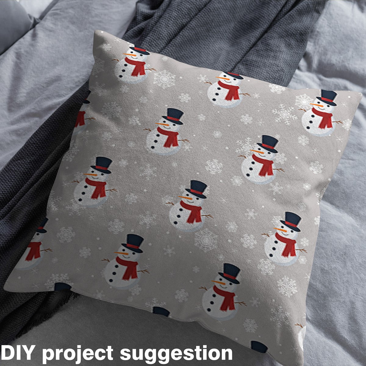 Castle Fairy Christmas Snowman Fabric by the Yard 3 Yards for Teens,Winter Snowflake Sewing Fabric,Grey Red Fabric for Sewing,Ultra Soft Home Decor