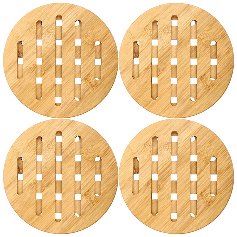 Bamboo Trivet 4 Trivets for Dishes Non Heat Resistant Insulated Hot