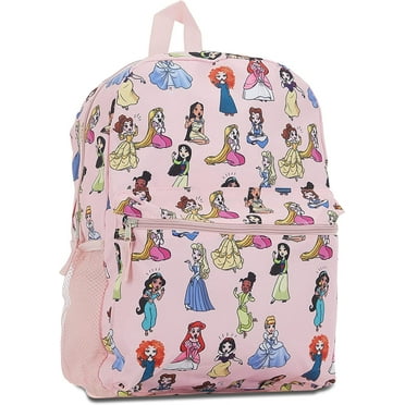 Disney Princess Girl's All Over Print 16" Backpack-Pink