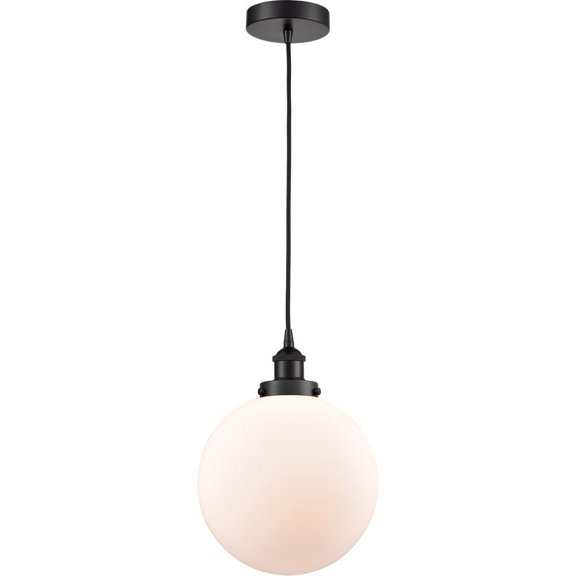 616-1PH-BK-G201-10 Innovations Lighting Beacon - 1 Light Mini Pendant In Industrial Style-13 Inches Tall and 10 Inches Wide-Matte Black Finish-Matte